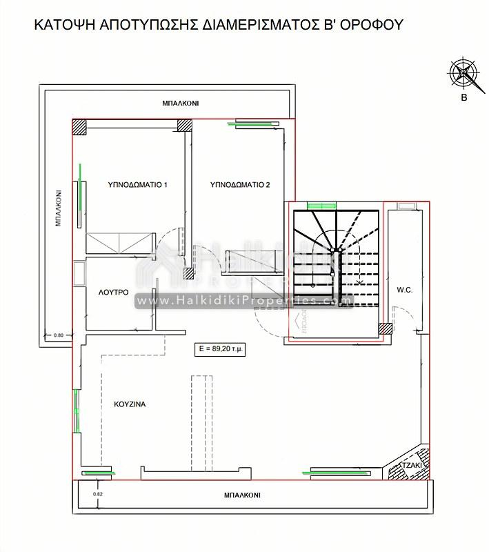 Apartment 89 m² in Metamorfosi, floor plan